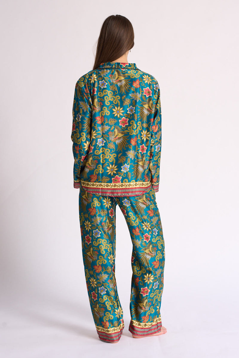 FLORES / Green Silk Blend Pyjama set